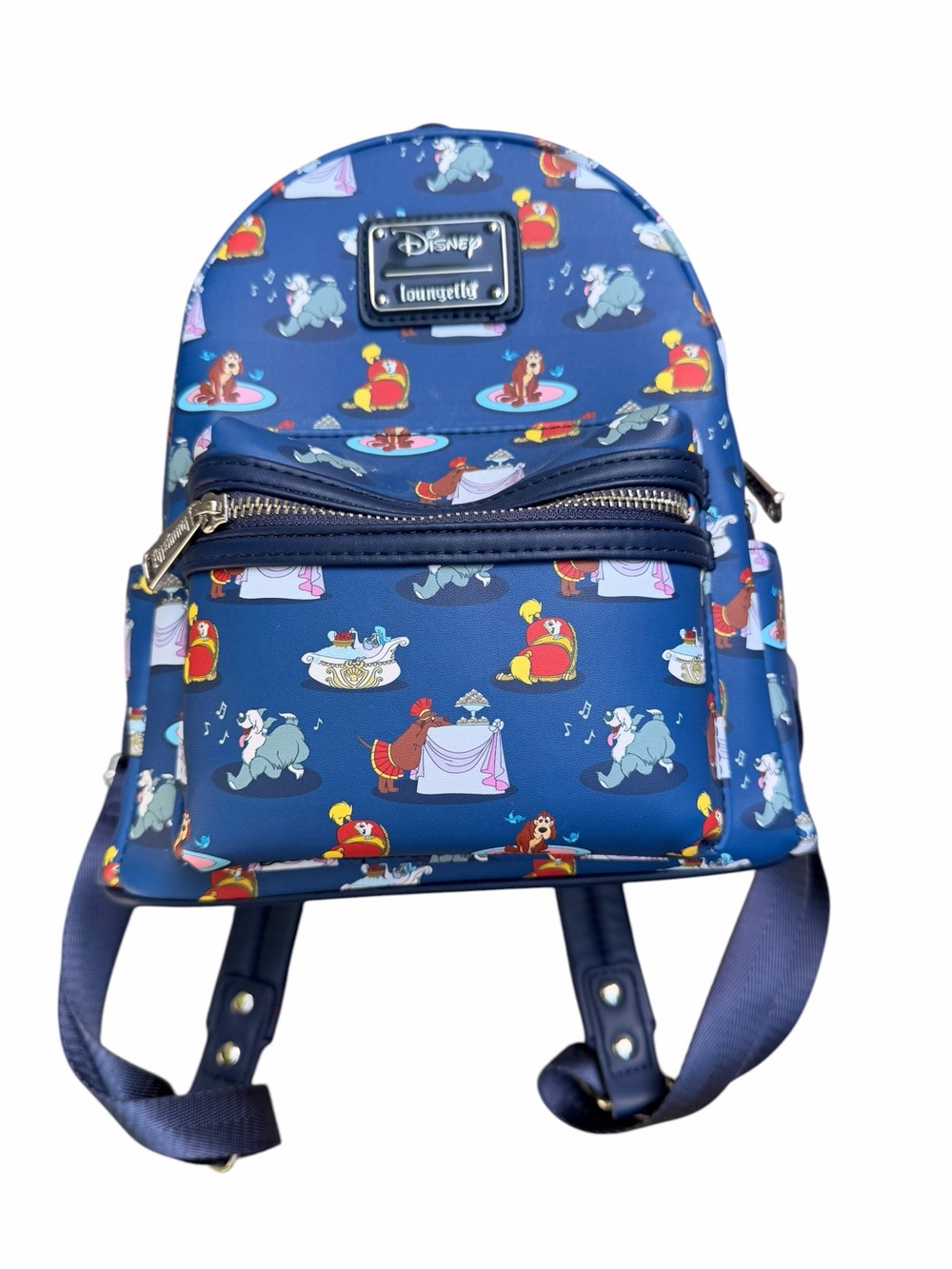 Loungefly Disney Princess Dogs Allover Print Mini Backpack NEW Blue